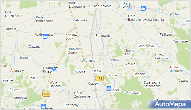 mapa Piotrów gmina Zadzim, Piotrów gmina Zadzim na mapie Targeo