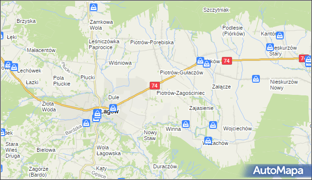 mapa Piotrów-Zagościniec, Piotrów-Zagościniec na mapie Targeo