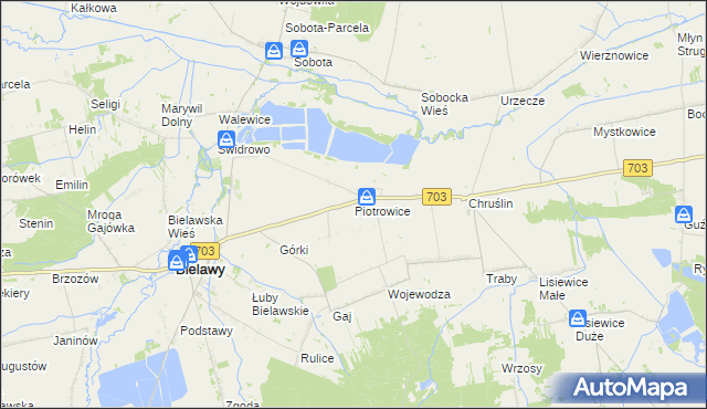mapa Piotrowice gmina Bielawy, Piotrowice gmina Bielawy na mapie Targeo