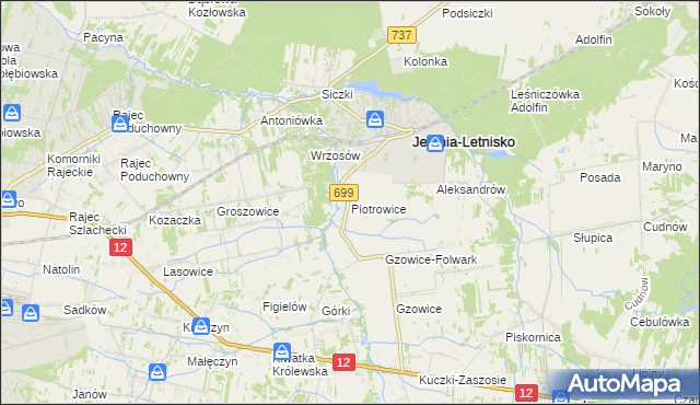 mapa Piotrowice gmina Jedlnia-Letnisko, Piotrowice gmina Jedlnia-Letnisko na mapie Targeo