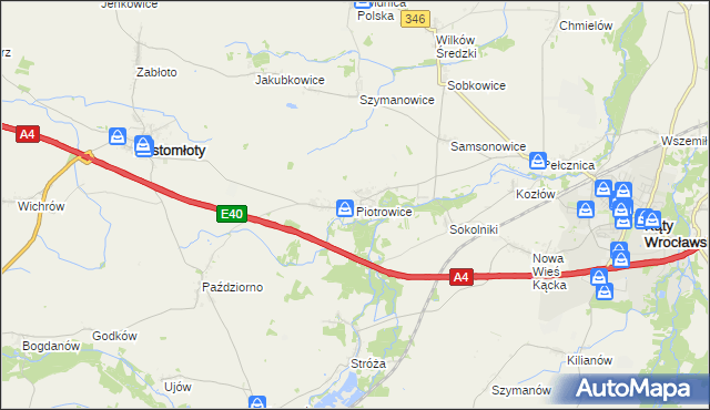 mapa Piotrowice gmina Kostomłoty, Piotrowice gmina Kostomłoty na mapie Targeo