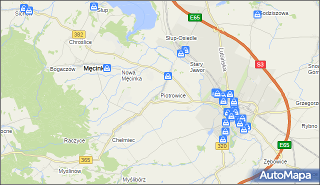 mapa Piotrowice gmina Męcinka, Piotrowice gmina Męcinka na mapie Targeo