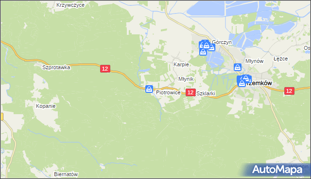 mapa Piotrowice gmina Przemków, Piotrowice gmina Przemków na mapie Targeo