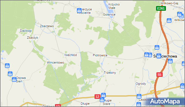mapa Piotrowice gmina Święciechowa, Piotrowice gmina Święciechowa na mapie Targeo