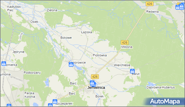 mapa Piotrówka gmina Jemielnica, Piotrówka gmina Jemielnica na mapie Targeo