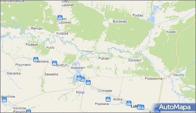 mapa Pisklaki, Pisklaki na mapie Targeo