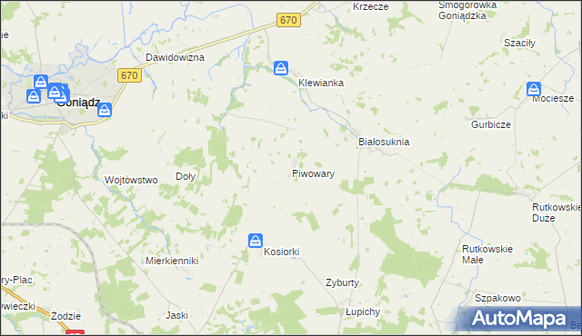 mapa Piwowary, Piwowary na mapie Targeo