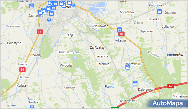 mapa Placencja, Placencja na mapie Targeo