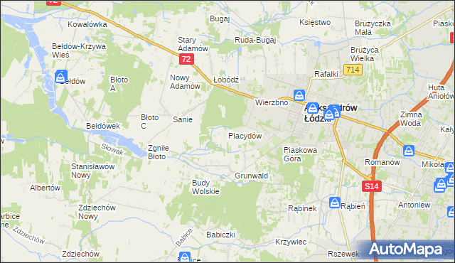 mapa Placydów, Placydów na mapie Targeo