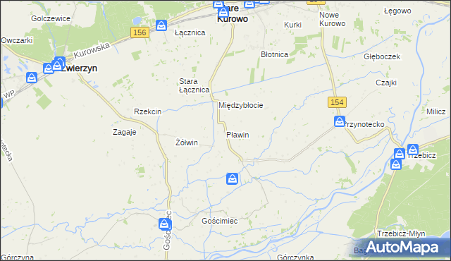 mapa Pławin gmina Stare Kurowo, Pławin gmina Stare Kurowo na mapie Targeo