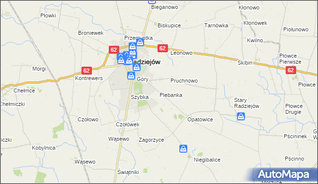 mapa Plebanka gmina Radziejów, Plebanka gmina Radziejów na mapie Targeo