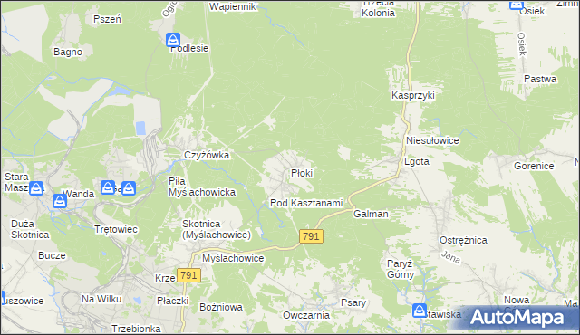 mapa Płoki gmina Trzebinia, Płoki gmina Trzebinia na mapie Targeo