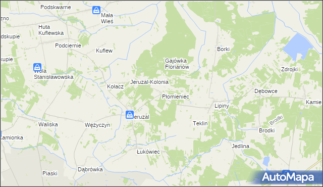 mapa Płomieniec, Płomieniec na mapie Targeo
