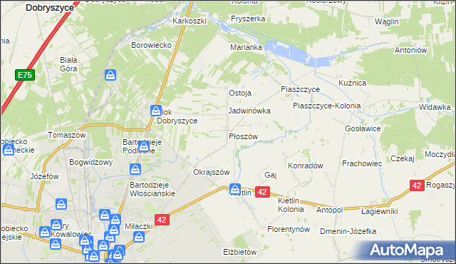 mapa Płoszów, Płoszów na mapie Targeo