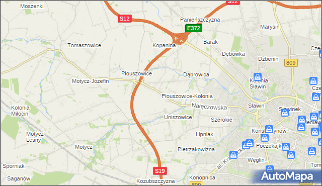 mapa Płouszowice-Kolonia, Płouszowice-Kolonia na mapie Targeo
