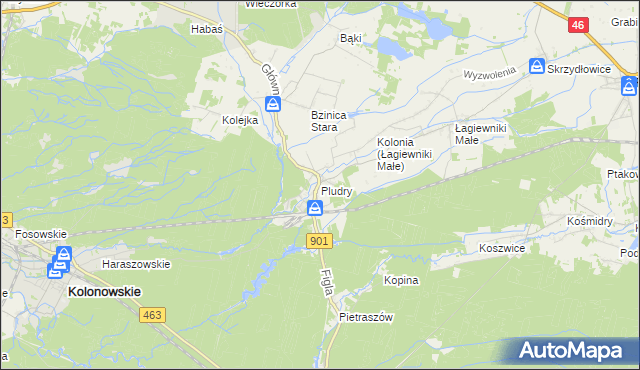 mapa Pludry, Pludry na mapie Targeo