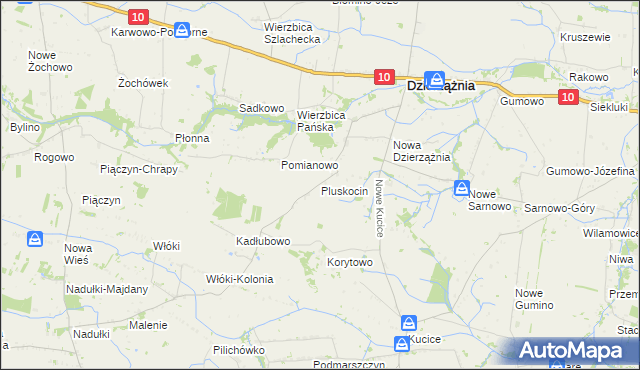 mapa Pluskocin gmina Dzierzążnia, Pluskocin gmina Dzierzążnia na mapie Targeo