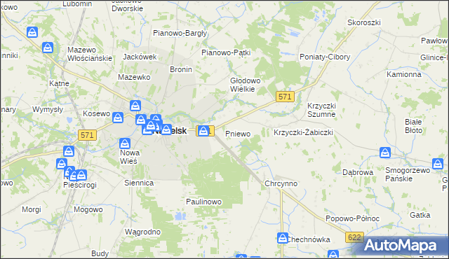 mapa Pniewo gmina Nasielsk, Pniewo gmina Nasielsk na mapie Targeo