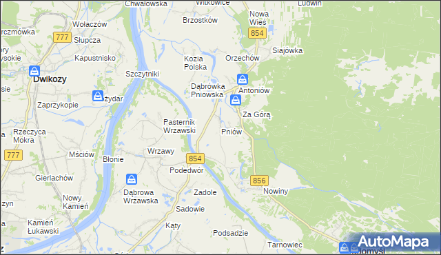 mapa Pniów gmina Radomyśl nad Sanem, Pniów gmina Radomyśl nad Sanem na mapie Targeo