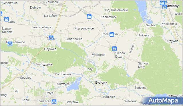 mapa Podborek gmina Rytwiany, Podborek gmina Rytwiany na mapie Targeo