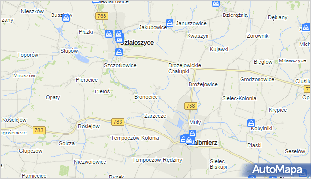 mapa Podgaje gmina Skalbmierz, Podgaje gmina Skalbmierz na mapie Targeo