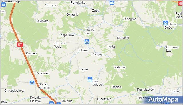 mapa Podgaje gmina Stromiec, Podgaje gmina Stromiec na mapie Targeo