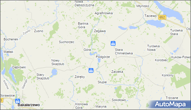 mapa Podgórze gmina Bakałarzewo, Podgórze gmina Bakałarzewo na mapie Targeo