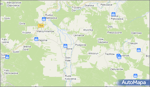 mapa Podgórze gmina Ćmielów, Podgórze gmina Ćmielów na mapie Targeo
