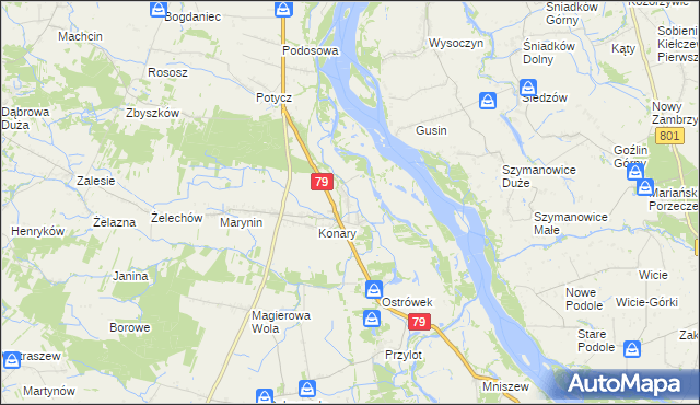 mapa Podgórzyce gmina Warka, Podgórzyce gmina Warka na mapie Targeo