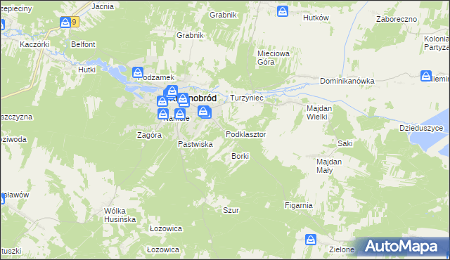 mapa Podklasztor gmina Krasnobród, Podklasztor gmina Krasnobród na mapie Targeo