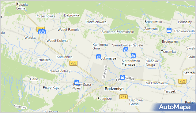 mapa Podkonarze, Podkonarze na mapie Targeo