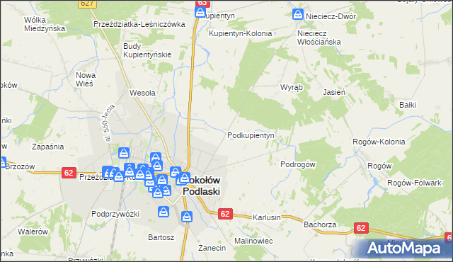 mapa Podkupientyn, Podkupientyn na mapie Targeo