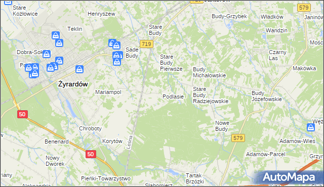 mapa Podlasie gmina Radziejowice, Podlasie gmina Radziejowice na mapie Targeo
