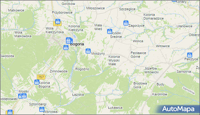 mapa Podlesie gmina Bogoria, Podlesie gmina Bogoria na mapie Targeo