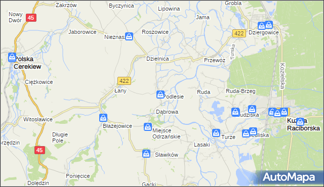 mapa Podlesie gmina Cisek, Podlesie gmina Cisek na mapie Targeo