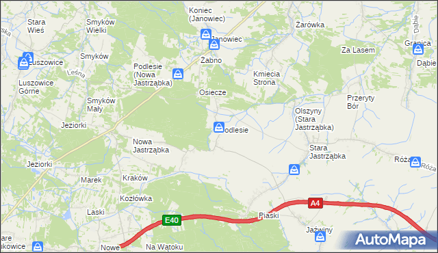 mapa Podlesie gmina Czarna, Podlesie gmina Czarna na mapie Targeo