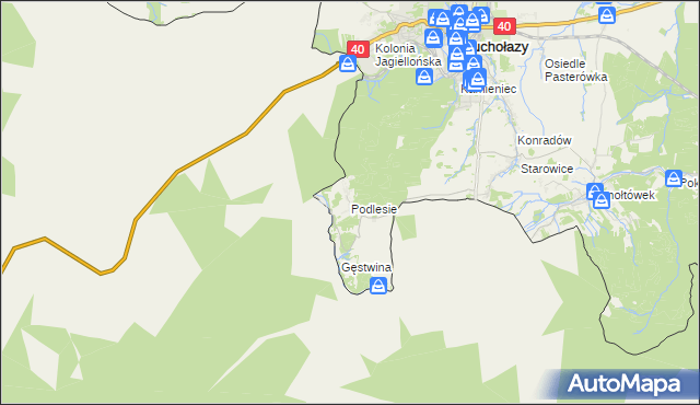 mapa Podlesie gmina Głuchołazy, Podlesie gmina Głuchołazy na mapie Targeo