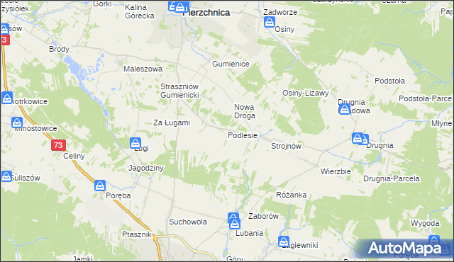 mapa Podlesie gmina Pierzchnica, Podlesie gmina Pierzchnica na mapie Targeo