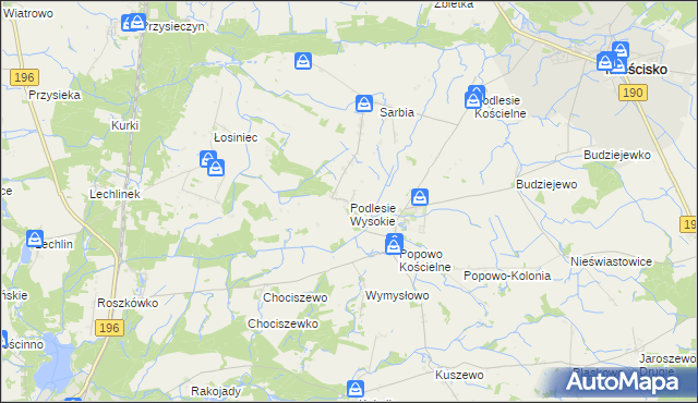 mapa Podlesie Wysokie, Podlesie Wysokie na mapie Targeo