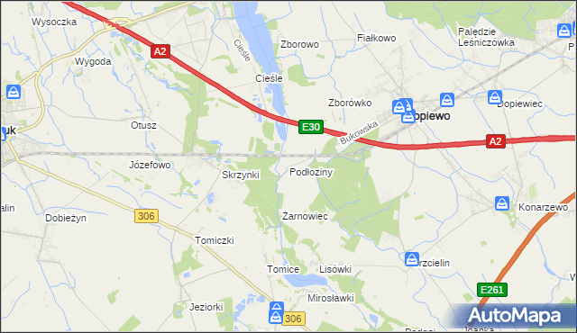 mapa Podłoziny, Podłoziny na mapie Targeo