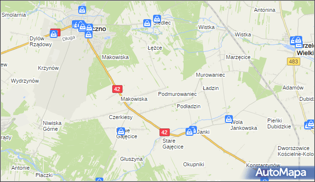 mapa Podmurowaniec, Podmurowaniec na mapie Targeo
