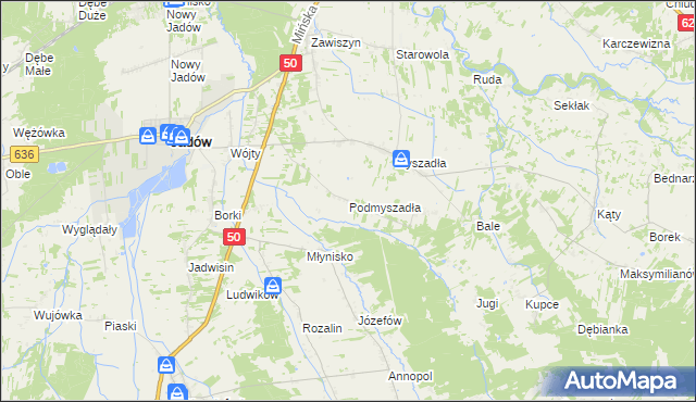 mapa Podmyszadła, Podmyszadła na mapie Targeo