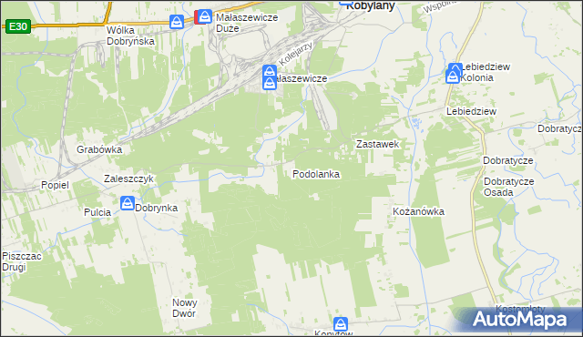 mapa Podolanka, Podolanka na mapie Targeo