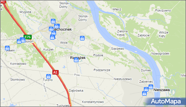 mapa Podole gmina Raciążek, Podole gmina Raciążek na mapie Targeo
