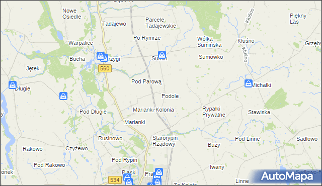 mapa Podole gmina Rypin, Podole gmina Rypin na mapie Targeo