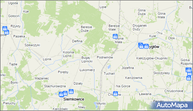 mapa Podrwinów, Podrwinów na mapie Targeo