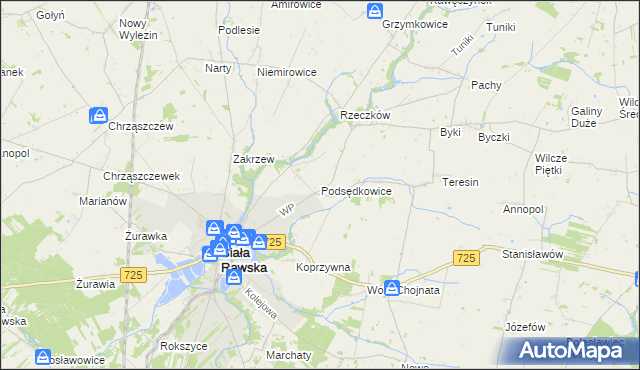 mapa Podsędkowice, Podsędkowice na mapie Targeo