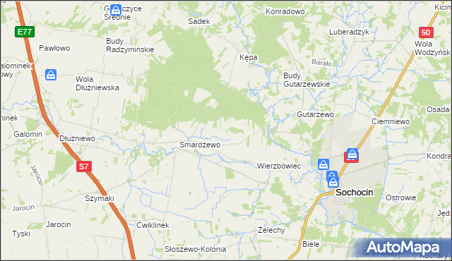 mapa Podsmardzewo, Podsmardzewo na mapie Targeo