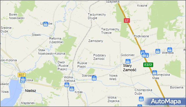 mapa Podstary Zamość, Podstary Zamość na mapie Targeo