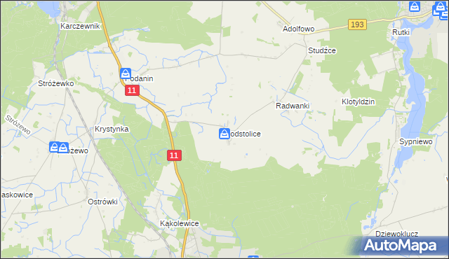 mapa Podstolice gmina Budzyń, Podstolice gmina Budzyń na mapie Targeo